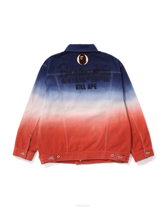 veste en jean coupe ample champion de graduation A Bathing Ape Hommes ZHX6N4129 cause