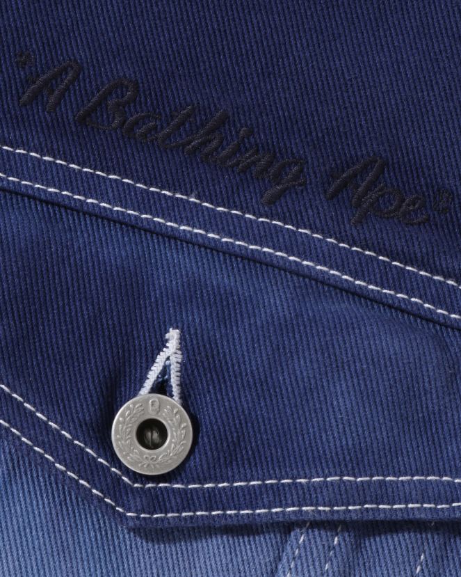 veste en jean coupe ample champion de graduation A Bathing Ape Hommes ZHX6N4129 cause