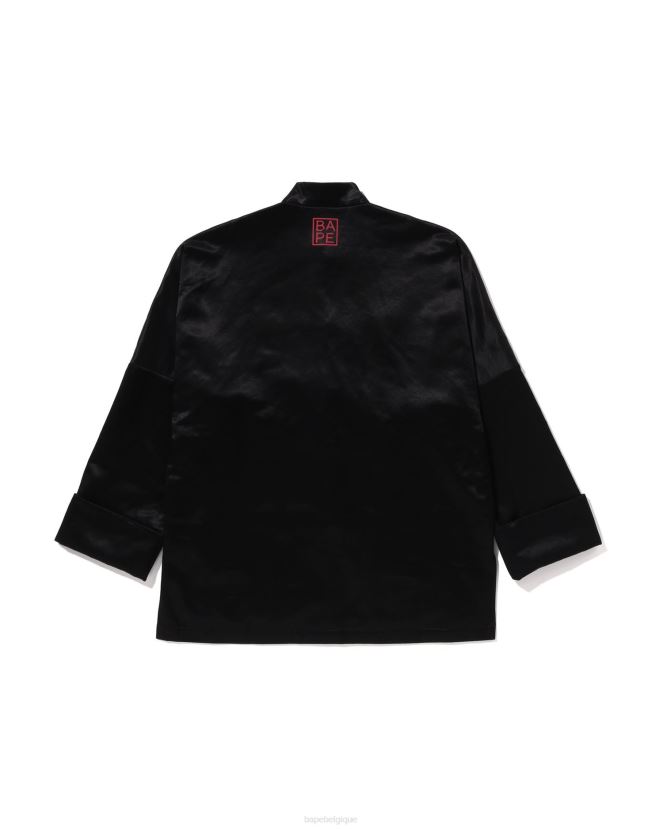 veste en porcelaine coupe ample à motif japonais A Bathing Ape Hommes ZHX6N4113 noir