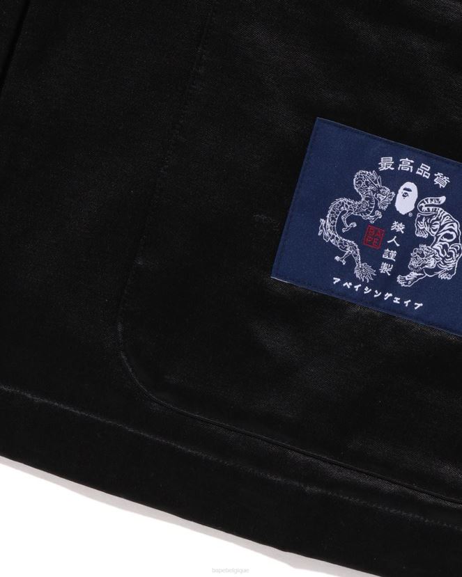 veste en porcelaine coupe ample à motif japonais A Bathing Ape Hommes ZHX6N4113 noir