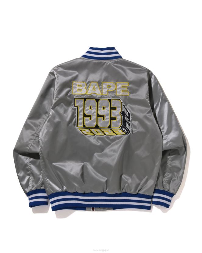 veste universitaire en nylon A Bathing Ape Hommes ZHX6N4182 argent
