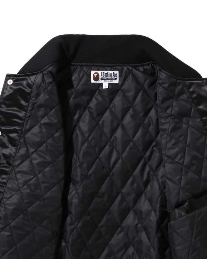 veste universitaire en nylon à coupe décontractée A Bathing Ape Hommes ZHX6N4349 noir