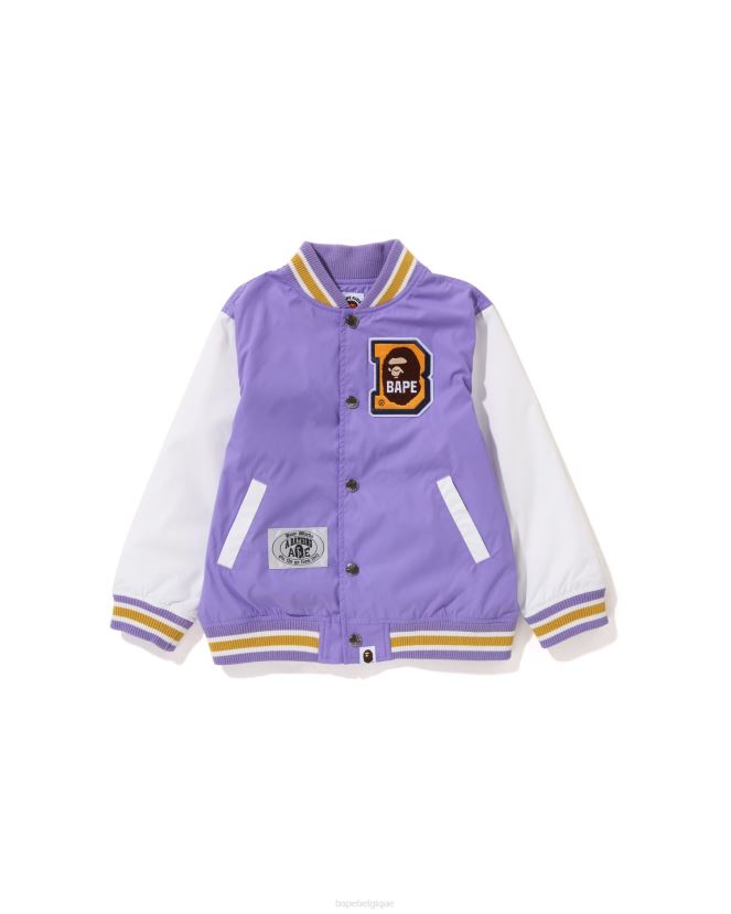 veste universitaire à patch tête b A Bathing Ape enfants ZHX6N41448 violet