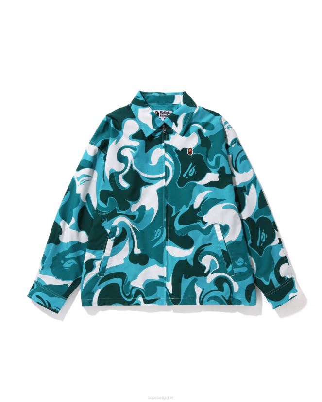 veste zippée oversize camouflage marbré A Bathing Ape femmes ZHX6N41021 menthe