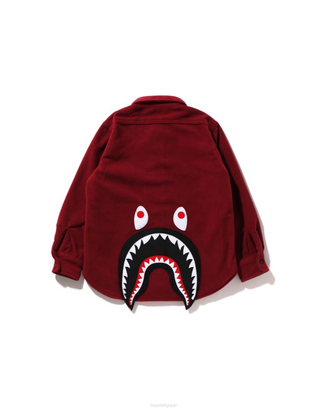 veste à patch requin A Bathing Ape enfants ZHX6N41641 rouge vif