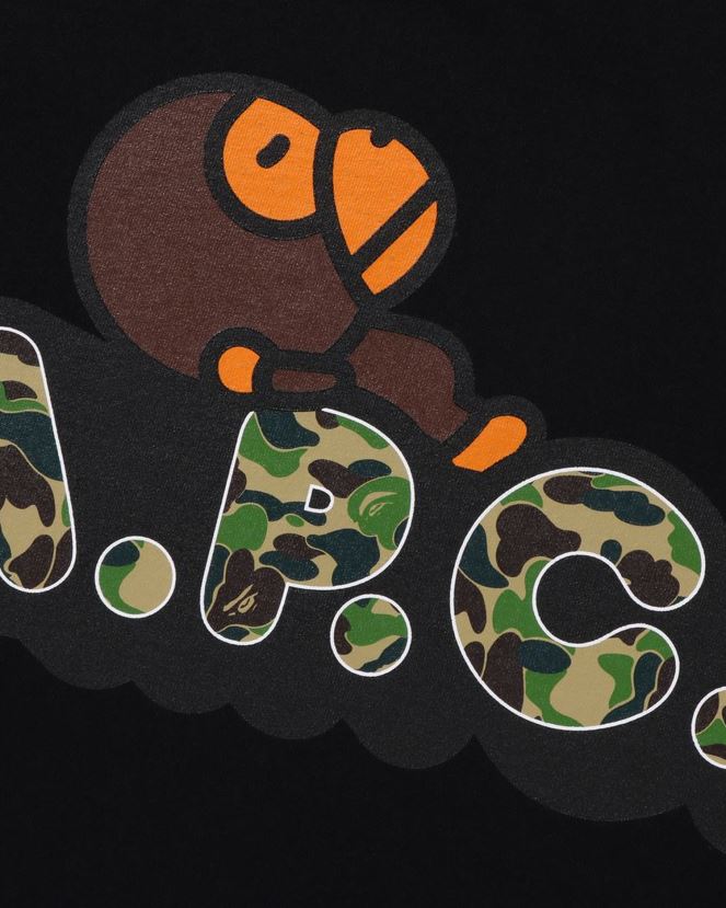 x apc milo sur t-shirt apc A Bathing Ape enfants ZHX6N41572 noir