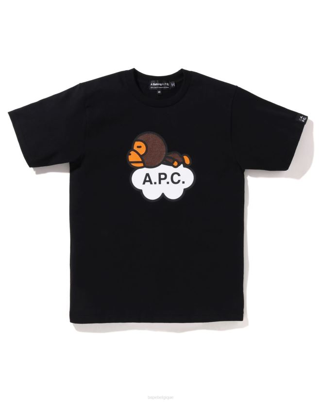 x apc t-shirt milo large A Bathing Ape femmes ZHX6N4902 noir