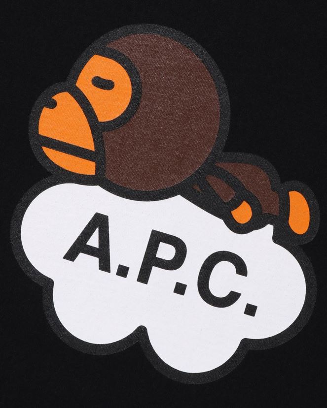 x apc t-shirt milo large A Bathing Ape femmes ZHX6N4902 noir
