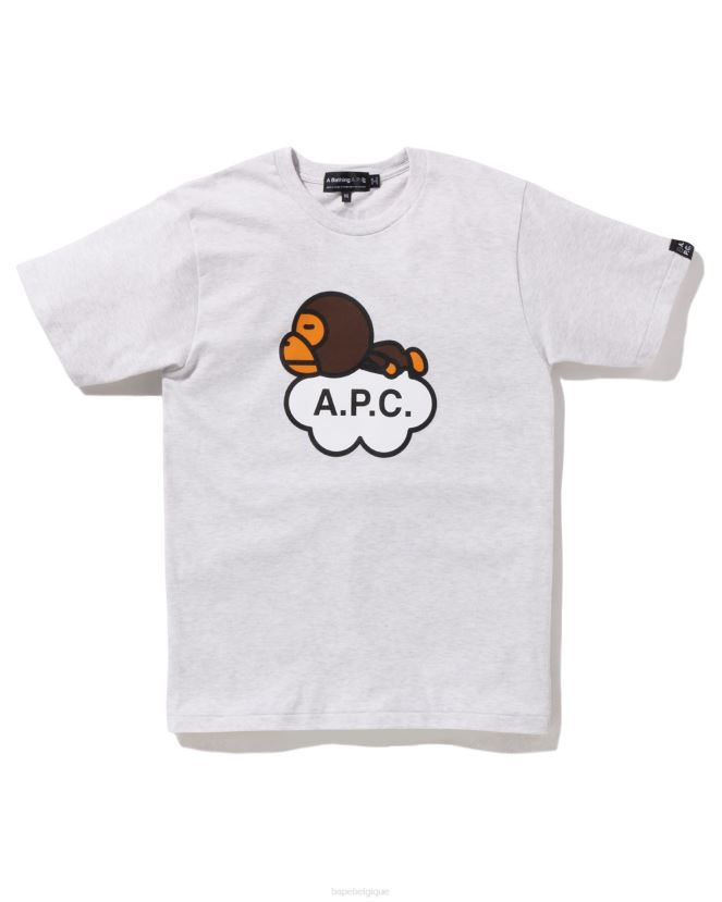 x apc t-shirt milo large A Bathing Ape femmes ZHX6N4903 gris