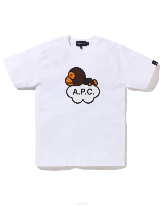 x apc t-shirt milo large A Bathing Ape femmes ZHX6N4904 blanc